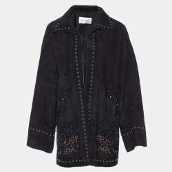 Valentino Black Suede Stud Embellished Jacket M