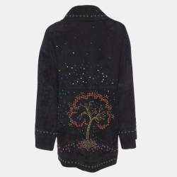 Valentino Black Suede Stud Embellished Jacket M