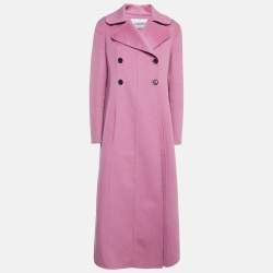 Valentino Pink Wool Double Breasted Long Coat L