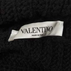 Pre Owned Valentino Black/White Stripe Wool Knit Turtleneck Mini Dress S  
