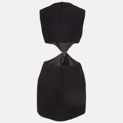Pre Owned Valentino Black Silk & Wool Cut-Out Garavani Mini Dress M