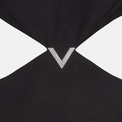 Pre Owned Valentino Black Silk & Wool Cut-Out Garavani Mini Dress M