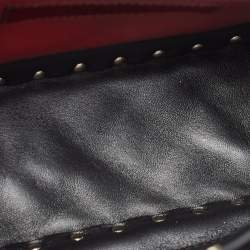 Pre Owned Valentino Black Quilted Velvet Medium Rockstud Spike Top Handle Bag