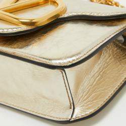 Pre Owned Valentino Metallic Gold Leather Small Loco Shoulder Bag