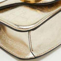 Pre Owned Valentino Metallic Gold Leather Small Loco Shoulder Bag