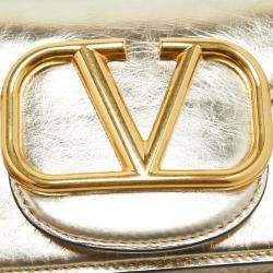 Pre Owned Valentino Metallic Gold Leather Small Loco Shoulder Bag