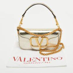 Pre Owned Valentino Metallic Gold Leather Small Loco Shoulder Bag
