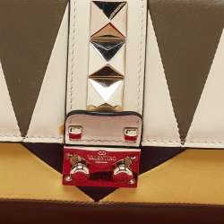 Pre Owned Valentino Multicolor Leather Small Colorblock Rockstud Glam Lock Flap Bag