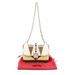 Pre Owned Valentino Multicolor Leather Small Colorblock Rockstud Glam Lock Flap Bag