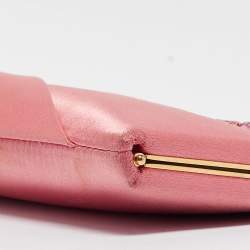 Valentino Pink Satin Crystal Embellished Bow Chain Clutch