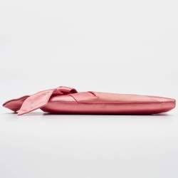 Valentino Pink Satin Crystal Embellished Bow Chain Clutch