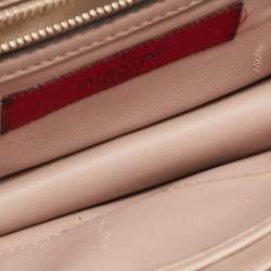 Pre Owned Valentino Beige Leather Multicolor Embellished Small Rockstud Glam Lock Flap Bag