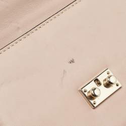 Pre Owned Valentino Beige Leather Multicolor Embellished Small Rockstud Glam Lock Flap Bag