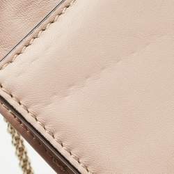 Pre Owned Valentino Beige Leather Multicolor Embellished Small Rockstud Glam Lock Flap Bag