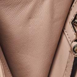 Pre Owned Valentino Beige Leather Multicolor Embellished Small Rockstud Glam Lock Flap Bag