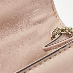 Pre Owned Valentino Beige Leather Multicolor Embellished Small Rockstud Glam Lock Flap Bag