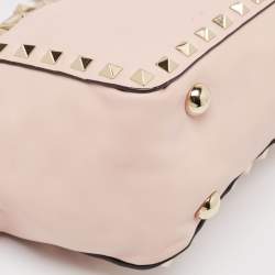 Pre Owned Valentino Light Pink Leather Mini Rockstud Trapeze Tote