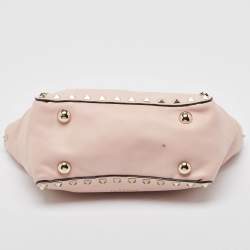 Pre Owned Valentino Light Pink Leather Mini Rockstud Trapeze Tote