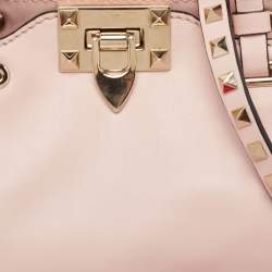 Pre Owned Valentino Light Pink Leather Mini Rockstud Trapeze Tote