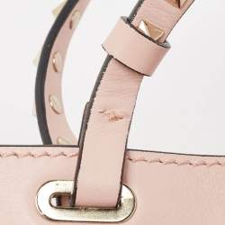 Pre Owned Valentino Light Pink Leather Mini Rockstud Trapeze Tote