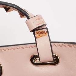 Pre Owned Valentino Light Pink Leather Mini Rockstud Trapeze Tote