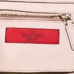 Pre Owned Valentino Light Pink Leather Mini Rockstud Trapeze Tote