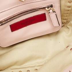 Pre Owned Valentino Light Pink Leather Mini Rockstud Trapeze Tote