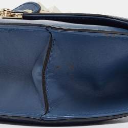 Pre Owned Valentino Blue Leather Large Glam Lock Chain Shoulder Bag