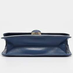 Pre Owned Valentino Blue Leather Large Glam Lock Chain Shoulder Bag