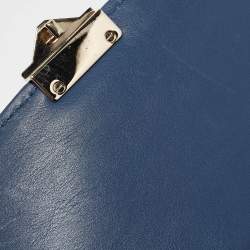 Pre Owned Valentino Blue Leather Large Glam Lock Chain Shoulder Bag