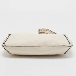 Pre Owned Valentino Off White Leather Rockstud Hobo
