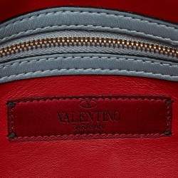 Pre Owned Valentino Blue Leather Flap Rockstud Clutch