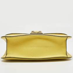Pre Owned Valentino Yellow Leather Small Rockstud Glam Lock Flap Bag
