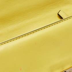 Pre Owned Valentino Yellow Leather Small Rockstud Glam Lock Flap Bag