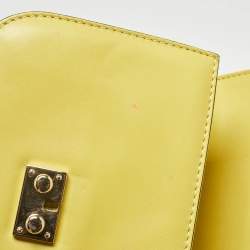 Pre Owned Valentino Yellow Leather Small Rockstud Glam Lock Flap Bag