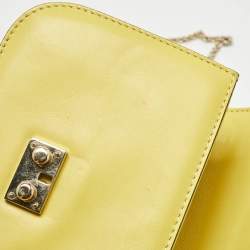 Pre Owned Valentino Yellow Leather Small Rockstud Glam Lock Flap Bag