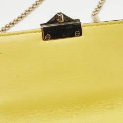 Pre Owned Valentino Yellow Leather Small Rockstud Glam Lock Flap Bag