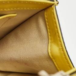 Pre Owned Valentino Yellow Leather Small Rockstud Glam Lock Flap Bag