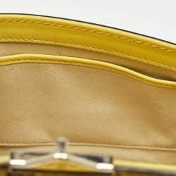 Pre Owned Valentino Yellow Leather Small Rockstud Glam Lock Flap Bag