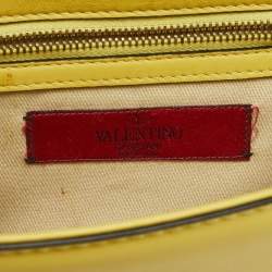 Pre Owned Valentino Yellow Leather Small Rockstud Glam Lock Flap Bag