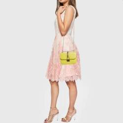 Pre Owned Valentino Yellow Leather Small Rockstud Glam Lock Flap Bag