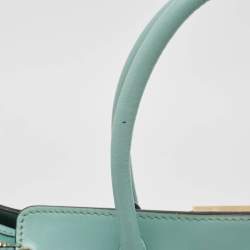 Pre Owned Valentino Light Blue Leather Medium Rockstud Trapeze Tote