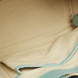 Pre Owned Valentino Light Blue Leather Medium Rockstud Trapeze Tote