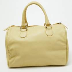 Valentino Yellow Leather Zip Boston Bag