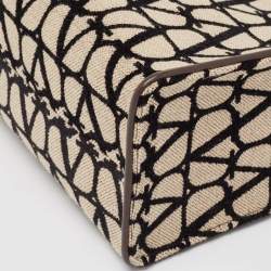 Pre Owned Valentino Black/Off White Iconographe Canvas and Leather Small Le Troisième Tote