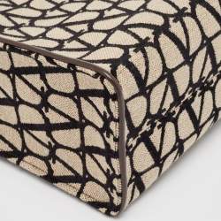 Pre Owned Valentino Black/Off White Iconographe Canvas and Leather Small Le Troisième Tote