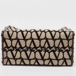 Pre Owned Valentino Black/Off White Iconographe Canvas and Leather Small Le Troisième Tote