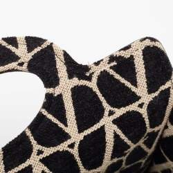 Pre Owned Valentino Black/Off White Iconographe Canvas and Leather Small Le Troisième Tote