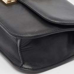 Pre Owned Valentino Black Leather Medium Rockstud Glam Lock Flap Bag