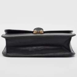 Pre Owned Valentino Black Leather Medium Rockstud Glam Lock Flap Bag